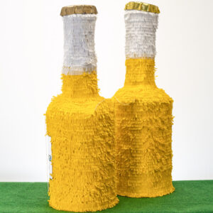 Piñata Bierflasche gelb von hinten