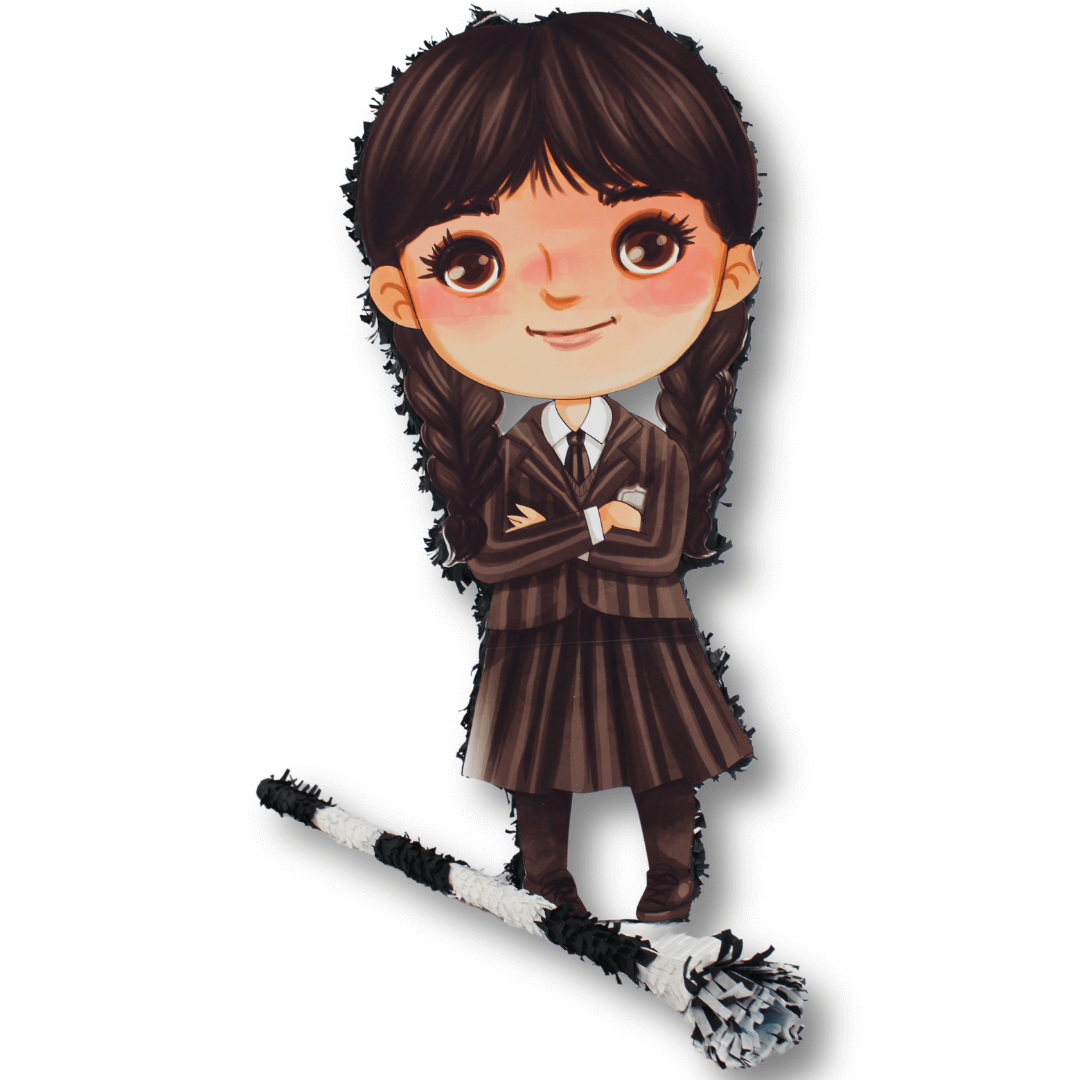 Piñata Mädchen in schwarz mit Piñatastab