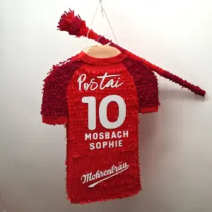 Personalisierte Piñata – nach Vereinbarung Piñata Fußball Trikot 10 Sophia mit Stab